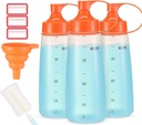 Plastic Condiment Squeeze Bottles for Sauces Wide Mouth - Salad Dressing Bottle Dispenser for Sauce Cooking Oil Ketchup Syrup Liquids Griddle Paint Mustard Resin (3-Pack (orange), 10, ounces)