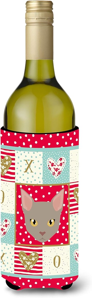 Caroline's Treasures CK5130LITERK Malayan Cat Love Wine Bottle Hugger, Red Bottle Cooler Sleeve Hugger Machine Washable Collapsible Insulator Beverage Insulated Holder