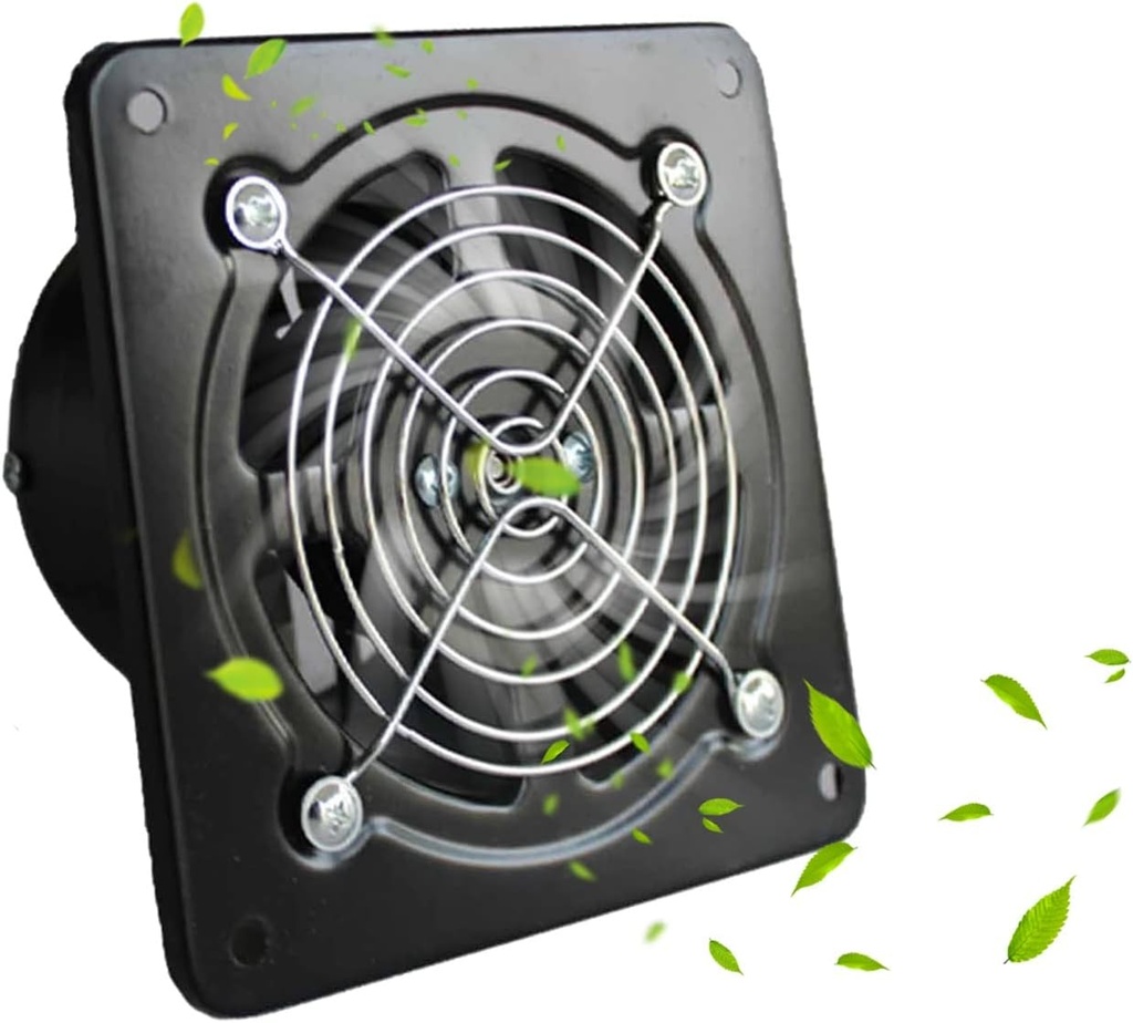 4 Inch Exhaust Fan 20W Ventilation Fan with Anti-backflow Check Valve 110V Exhaust Smoke Fan Ventilation for Kitchen, Bathroom, Toilets, Garage (Size : Black)