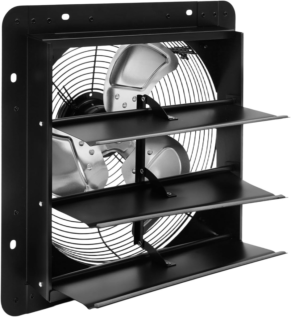 14-Inch Wall Mount Fan, 1600 RPM Ventilation and Cooling Fan with EC Motor and Automatic Shutters, Adjustable 10 Levels Speed IP44 Wall-Mounted Exhaust Fan 1294 CFM Clockwise Direction
