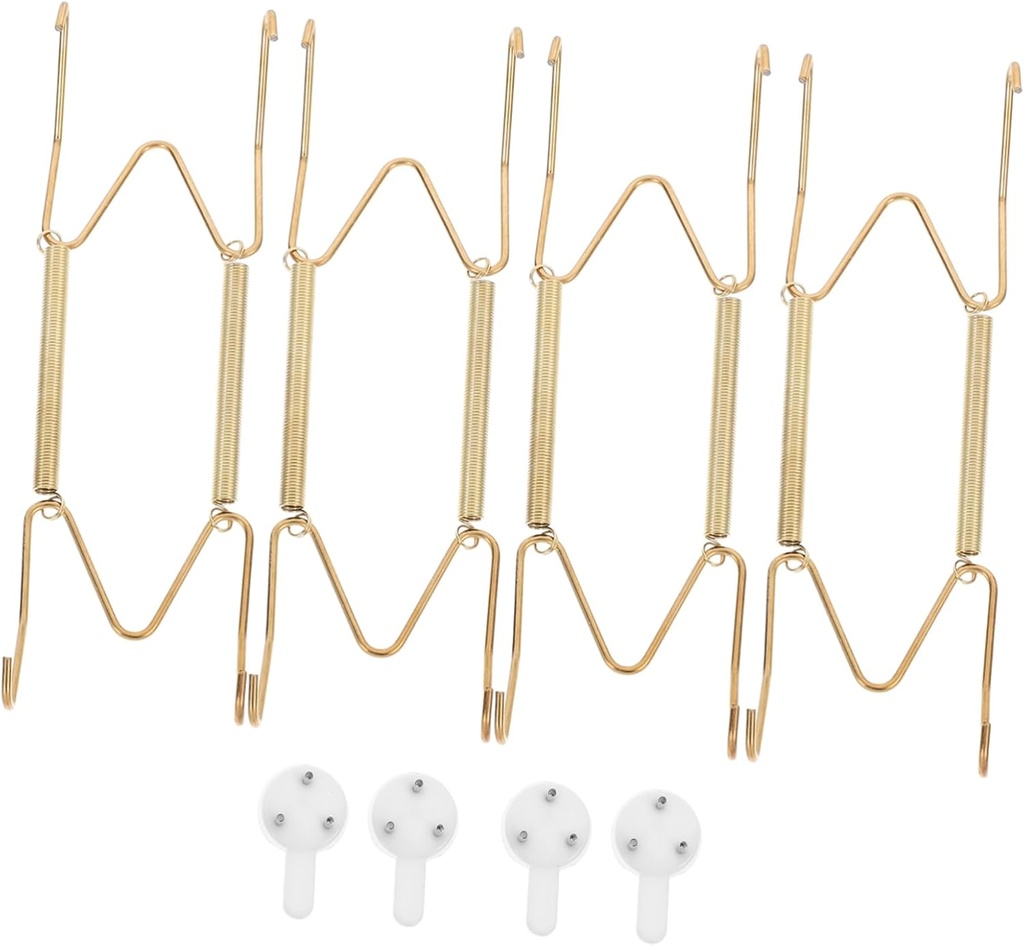 STOBAZA Spring Wall Plate Hangers Metal Plate Hanger Coating Hooks for Mounting