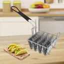Taco Fryer Basket, 4 Shells Stainless Steel Taco Shell Fry Basket Tortilla Frying Basket, Taco Shell Maker Deep Fry Basket with Detachable Handle, Taco Holder Stand for Commercial and Home Use