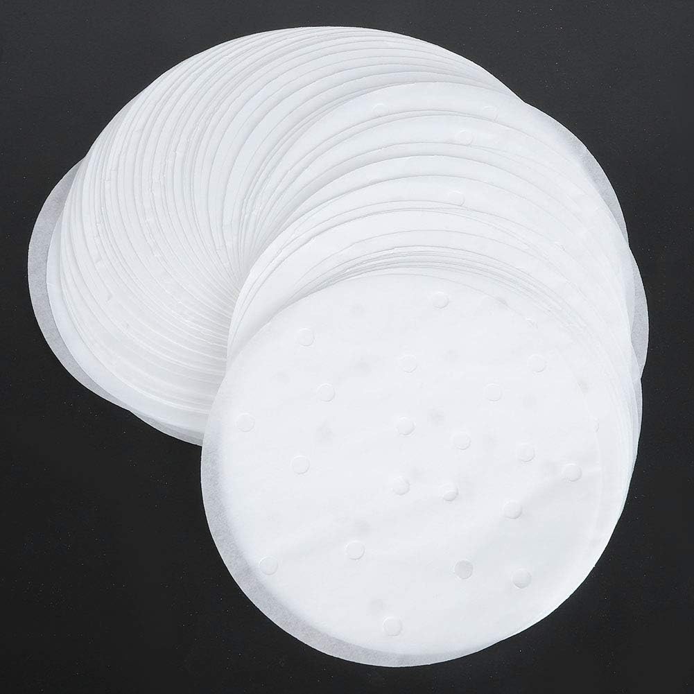 400Pcs Steamer Liner 6" Cooking Paper Non Stick Round Air Fryer Paper Hole Design for Cooking Steaming Basket Vegetables Dim Sum Paper