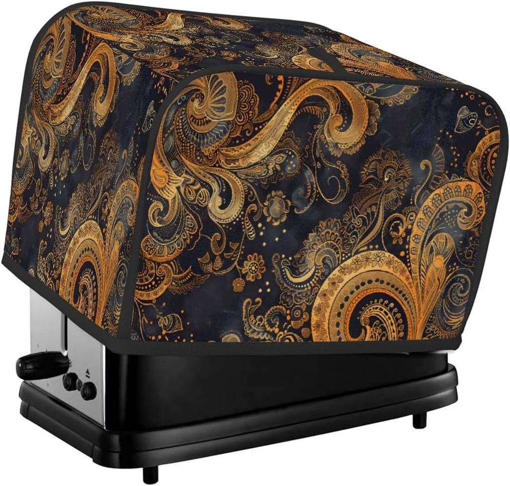 Ethnic Pretty Paisley Toaster Cover 4 Slice Wide Slot Washable Kitchen Appliance Covers Fingerprint Bread Machine Dust Cover Small Toaster Oven Accessories Covers Bread Maker Bag Women Gift