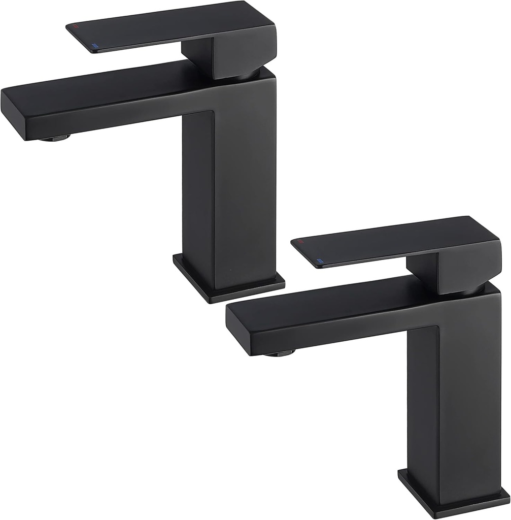 KES Black Bathroom Faucet 2 Pack Single Hole for Vanity Sink Faucet cUPC Certified Stainless Steel Matte Black, L3156ALFF12-BK-P2
