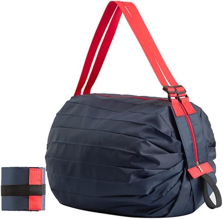 Reusable Shopping Bags, Foldable Grocery Storage Tote, Waterproof Oxford Cloth Bag for Shop, Large Durable Heavy Duty, Navy