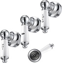 Enhon 3 Pcs Handle Set, Compatible with Price/Pfister Shower Valve, Hot Cold and Diverter Handle, Fits 12 Point Broach Stem, Chrome Finish White(Lever)