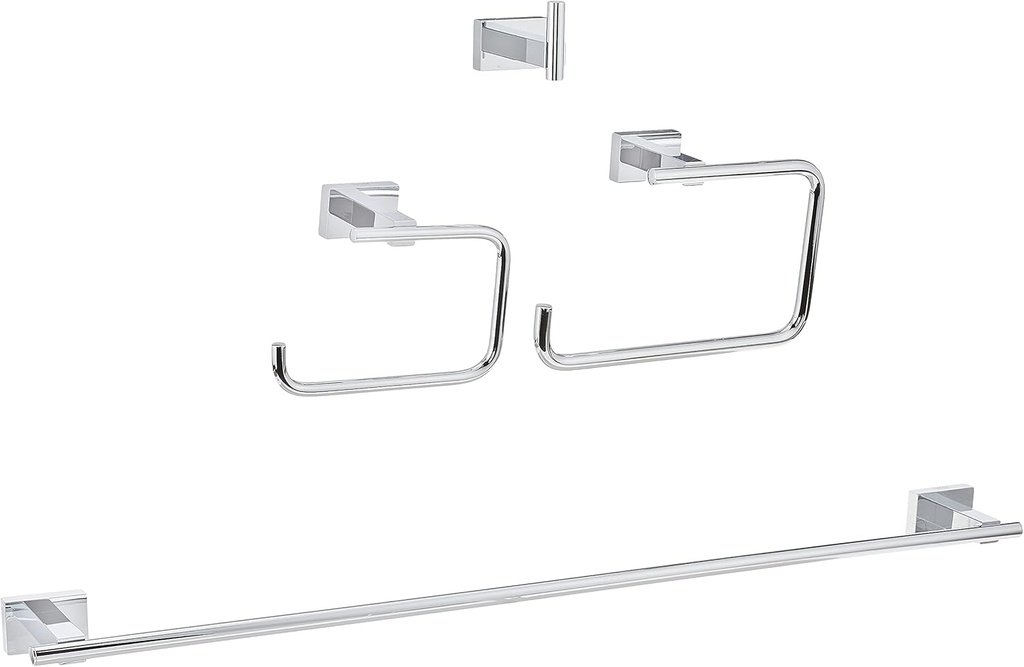 GROHE 40778001 Essentials Cube 4-in-1 Bathroom Accessory Set, Polished Chrome