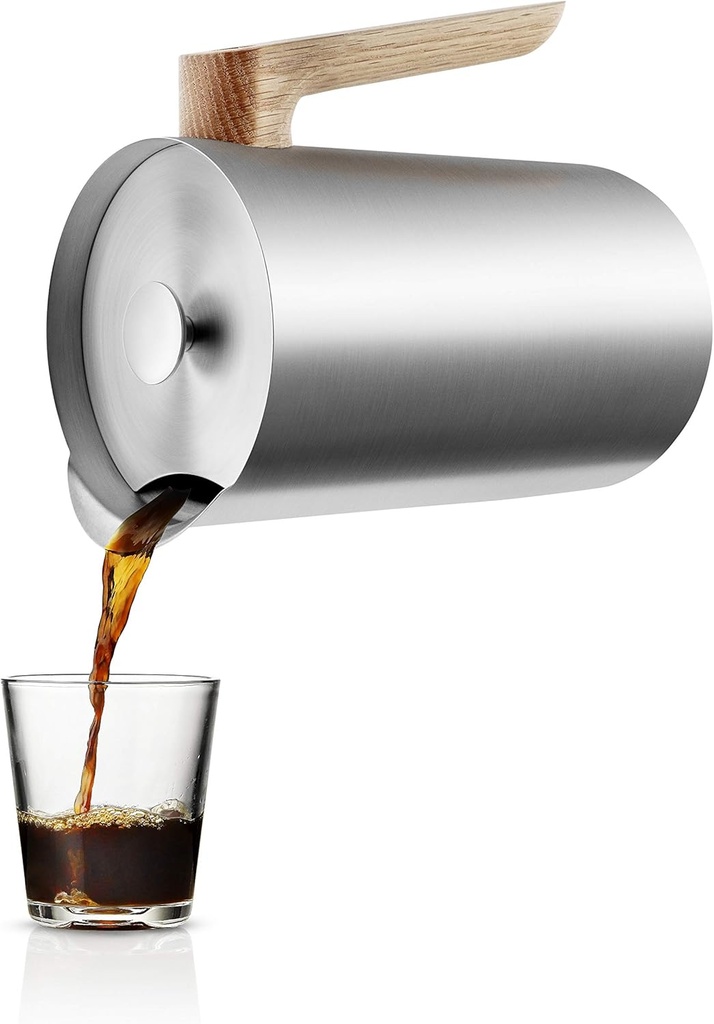 Eva Solo | Nordic Kitchen French Press Coffee Maker 34 oz | Thermo cafetiére Stainless Steel Vacuum Jug with a Oak Wood Handle | Danish Design, Functionality & Quality | Silver