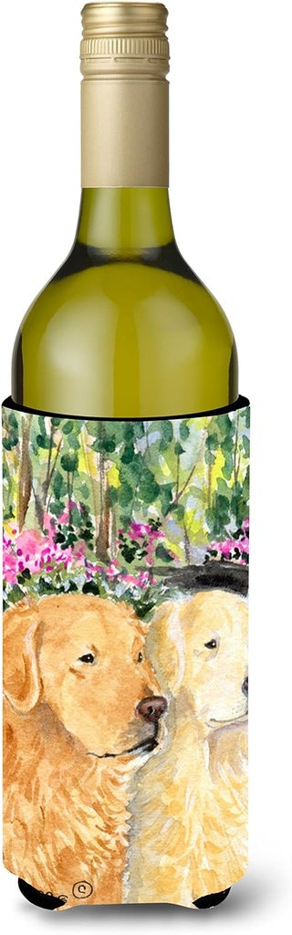 Caroline's Treasures SS8974LITERK Golden Retriever Wine Bottle Hugger Bottle Cooler Sleeve Hugger Machine Washable Collapsible Insulator Beverage Insulated Holder