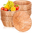 Mimorou 20 Pcs Plastic Round Basket 7 Inch Woven Empty Gift Baskets Wicker Bread Tray Food Storage Serving Container for Family Party Kitchen Restaurant Centerpiece Vegetables Fruits Display