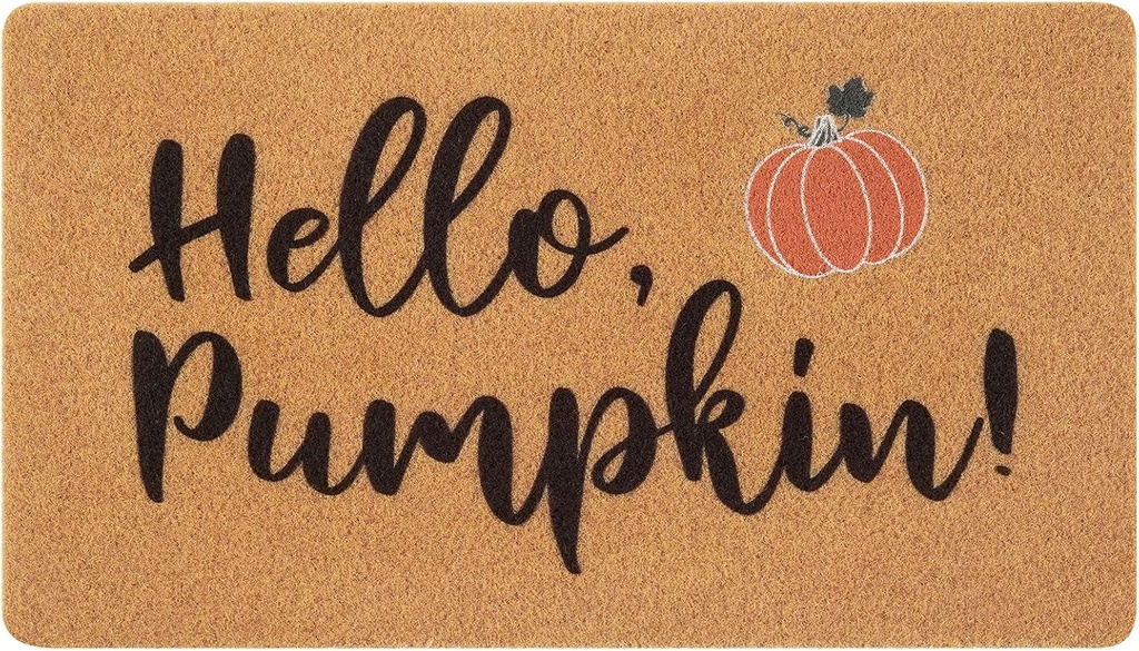 UINI Fall Door Mat, Hello Pumpkin Welcome Door Mats Outdoor Indoor, Fall Pumpkin Doormat Entrance Rugs for Autumn Door Decoration, Resist Dirt, Easy to Clean, 17" x 30"