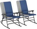 Outsunny Folding Outdoor Rocking Chairs Set of 2, Oversized Outdoor Rocking Camping Chair with 400 lbs. Capacity, Wide Seat, Padded High Back for Patio, Porch, Garden, Dark Blue