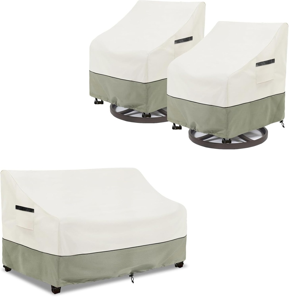 Outdoor Swivel Chair Cover 2 Pack 35in and Patio 3-Seater Sofa Cover 76in