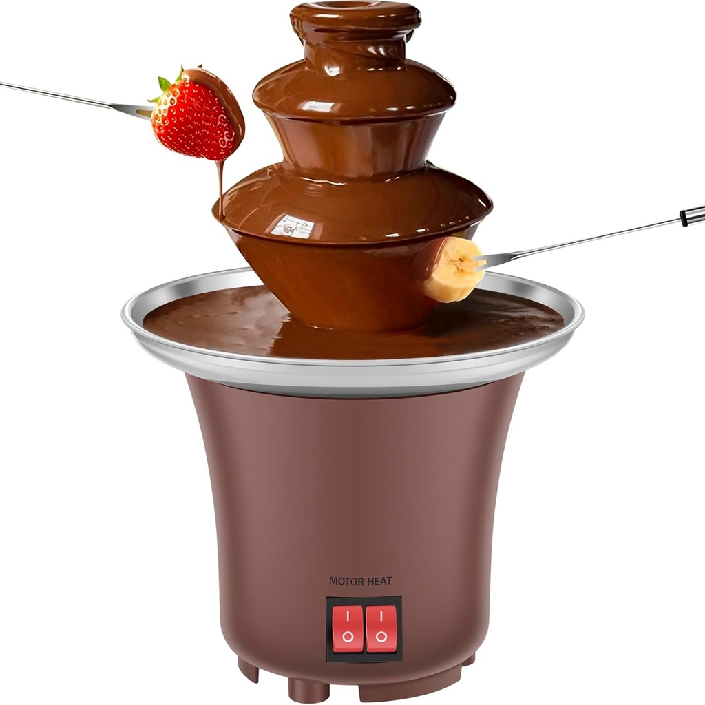 Electric Chocolate Fountain Machine Hold 10oz Chocolate Fondue Fountain Stainless Steel Melting Machine 3 Layer Cheese Fountain Machine Auto Off for Parties Household Candy Liqueur.
