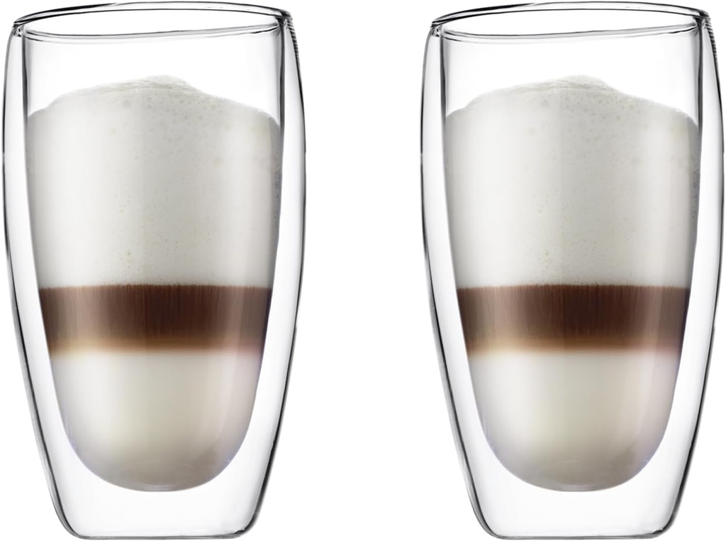 Bodum 15oz Pavina Double Wall High-Heat Borosilicate Glass, Set of 2, Clear