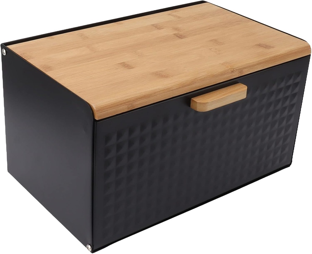Tbest Wooden Bread Box Vintage Heavy Duty Large Ay Bread Storage Bin for Kitchen Countertop Black Storage Box (#12)