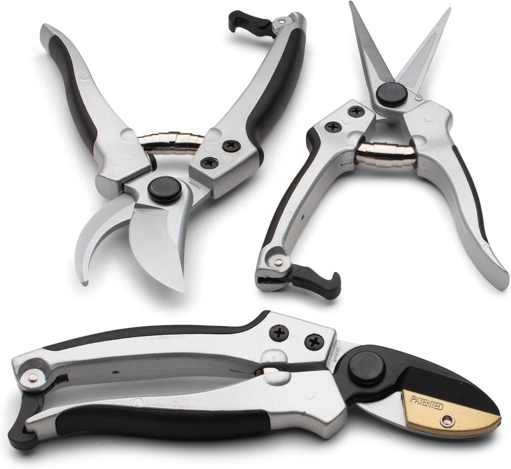 Kings County Tools Hand Gardening and Landscaping Pruner Tool Set | Wet Wood Bypass | Dry Wood Anvil | Flower Cutters | Sharp Japanese Blades | Cast Aluminum Handles | Ergonomic Design for Easy Use