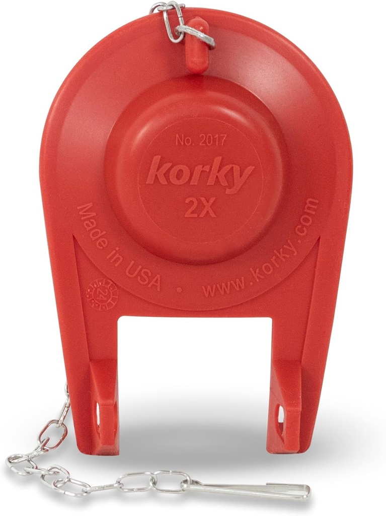 Korky 2017BP Standard 2-Inch 2X Ultra High Performance Universal Long Lasting Rubber-Easy to Install-Made in USA Toilet Flapper, 1 Count (Pack of 1), Red