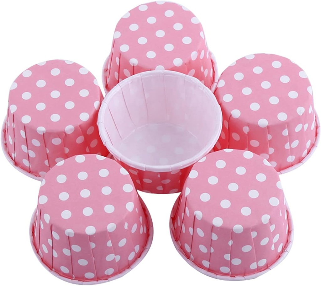 100pcs Baking Greaseproof Paper Cups, High Temp for Oven Microwave, 8 Colors Cake Cupcake Liner Case Wrapper, for Party Wedding XMAS (polka dots)