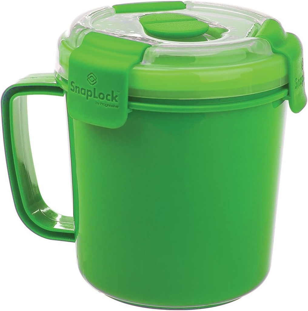 SnapLock by Progressive Soup To-Go Container - Green, Easy-To-Open, Cool Touch Handle Leak-Proof Silicone Seal, Snap-Off Lid, Stackable, BPA FREE