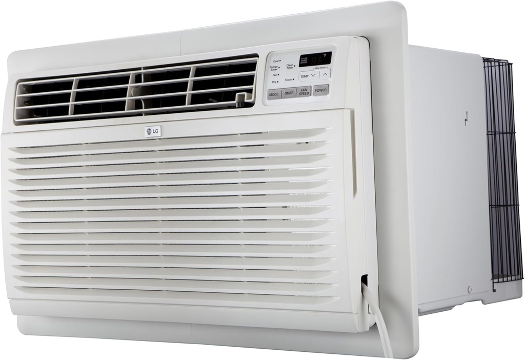 LG 9,800 BTU Through-the-Wall Air Conditioner, Cools 450 Sq.Ft. (18' x 25' Room Size), Electronic Control with Remote, 2 Cooling & Fan Speeds, 4-Way Air Deflection, Supplemental Heat, 230/208V