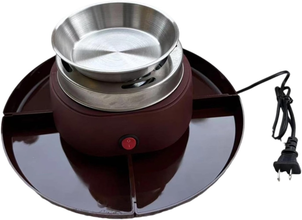 Electric Maker Electric Fondue Pot Set with Forks 4 Detachable Trays Maker Set for Wedding Family Party Indoor, Reddish Brown