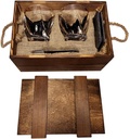 Twisted Cup Pine Burnt Army Box Whiskey Stone Set