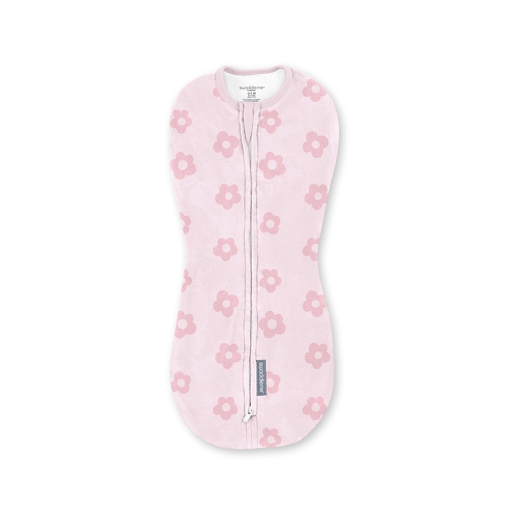 SwaddleMe by Ingenuity Compression Baby Swaddle Pod, Two-Way Zipper for Easy Diaper Changes, Improves Sleep & Calms Startle Reflex, 0-2 Months, 1.0 TOG, 1-Pack - Flower Confetti