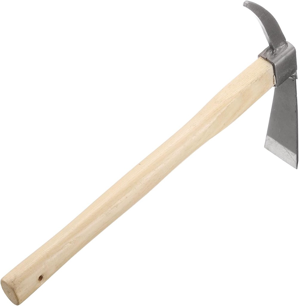 HARFINGTON Garden Hoe Pick 15" Steel Axe Planting Hoe Tool Anti-Rust with Non-Slip Wooden Handle Garden Shovel for Backyard Digging Loosening Camping Planting Weeding