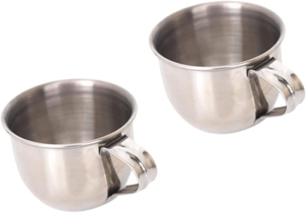 2pcs Small Stainless Steel Water Cups with Wide Mouth for Easy Cleaning Mini Tea Mugs and Sake Cups Lightweight Unbreakable Plum Wine Glasses for Home Use