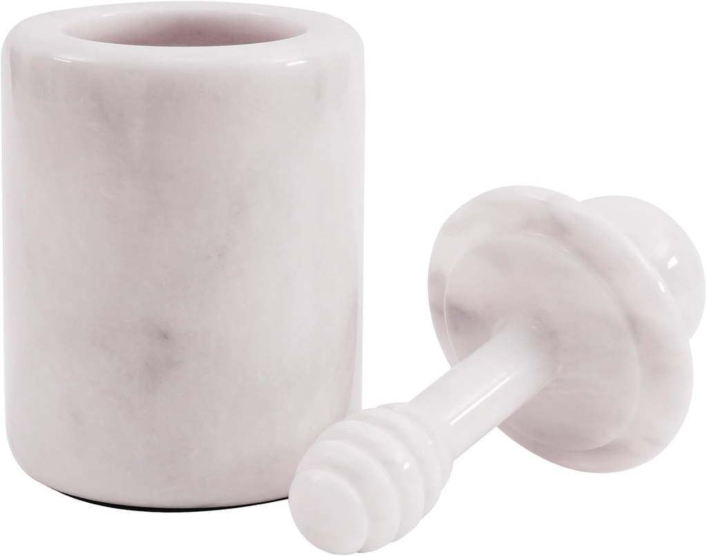 Radicaln Marble Honey Pot 5.5'' Inches White Handmade Honey Jar with Dipper and Lid - Honey Dispenser For Kitchen Tabletop, Mini Honey Jars For Countertop Storage