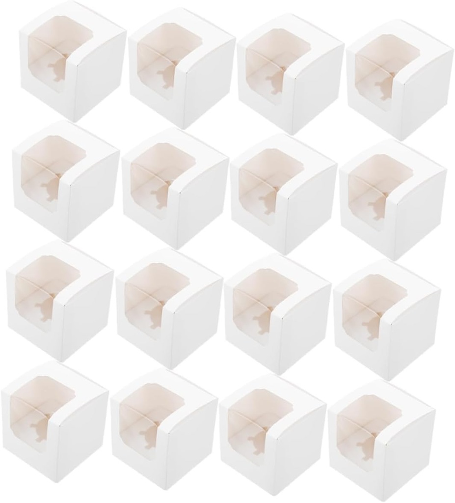 VALICLUD 40pcs White Cupcake Cases with Window Individual Bakery Boxes for Muffins and Desserts for Wedding and Party Favors