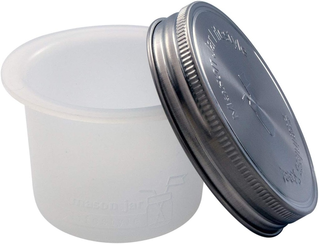 Divider Cup by Mason Jar Lifestyle - For Salads, Dips, and Snacks. Plastic Free Bento Lunch Container(Frost, Wide Mouth)