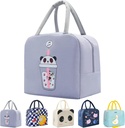 Boys and Girls Kids Lunch Bag, Panda Lunch Bag Box,For Kids Reusable Insulated Lunch Bog, White Collar Nurse Student Office Worker Lunch Tote Bag (Purple)