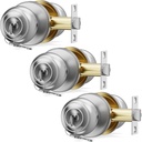 Keyed Entry Door Knob with Lock, Interior and Exterior - Round Ball Door Knob with Lock and Key for Bedrooms, Bathrooms, Keyed Different Entry Door Knobs, Satin Nickel (3 Pack)
