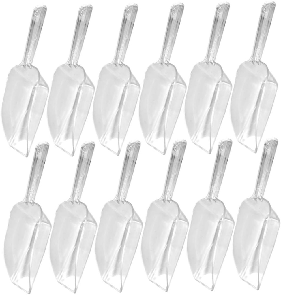 PRETYZOOM 12pcs Plastic Shovel Kitchen Scoops for Serving Baking Flour Candy Nuts Beans Ice Cube Storage