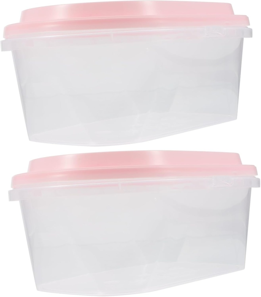 VALICLUD Oval Plastic Dessert Storage Boxes for Ice Cream Cakes Fruits Reusable Freezer Containers for Home Bakery Restaurant Use Carrier in Pink