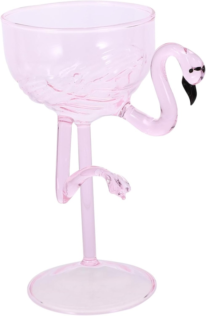 Garneck Flamingo Cocktail Glass Pink Wine Goblet Decorative Stemmed Martini Cup Drinkware Reusable Elegant Party Glass