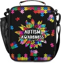 Lunch Box for Boys Girls - Reusable Insulated Lunch Bags for Kids - Autism Awareness Sunflower Large Capacity Cooler Back to School Lunch Thermal Meal Tote Kit