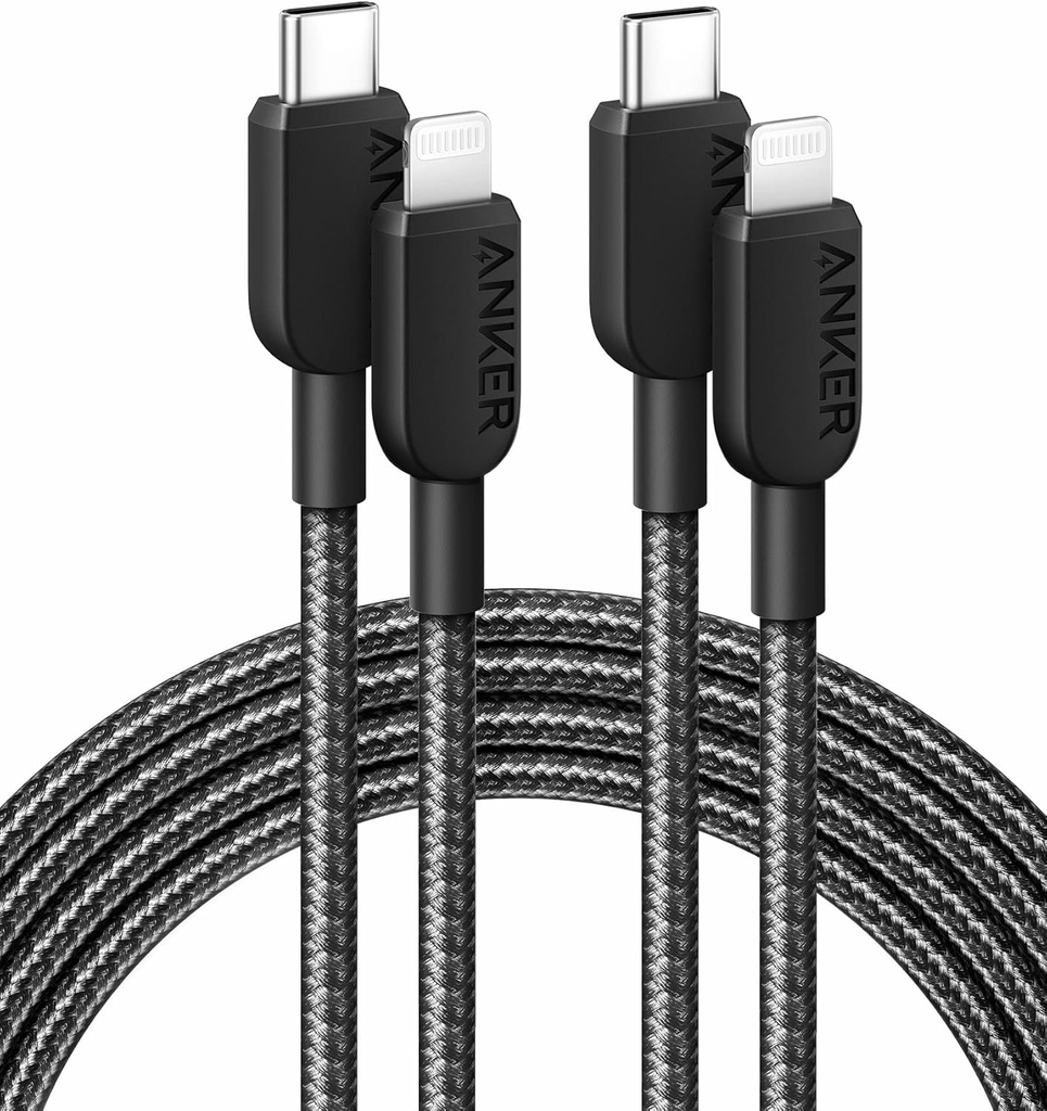 Anker 310 USB C to Lightning Cable(6FT,2Pack, Black), MFi Certified for iPhone 14 Series, and More(Charger Not Included)
