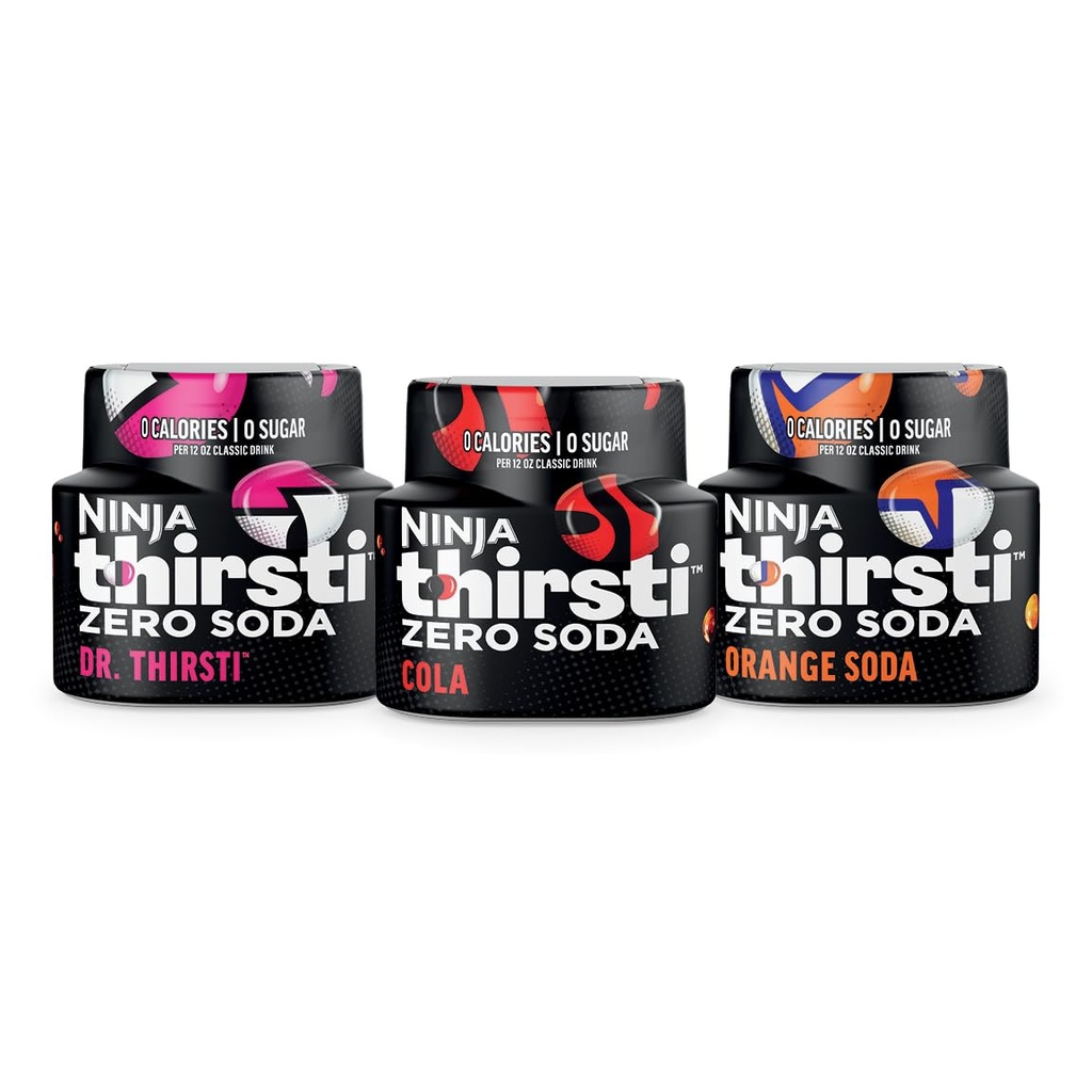 Ninja Thirsti Flavored Water Drops, ZERO SODA Variety Pack, Classic Soda Flavors, Sparkling or Still, Zero Calories, Zero Sugar, Makes 17, 12oz drinks, 3 Pack, WCFV8