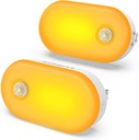 Lyridz Amber Night Light with Motion Sensor, Plug in LED Nightlights, 120LM Stepless Adjustable Brightness Ideal for Bathroom, Bedroom, Hallway, Stairs, Kids' Room, Nursery, Pet House, 2 Pack