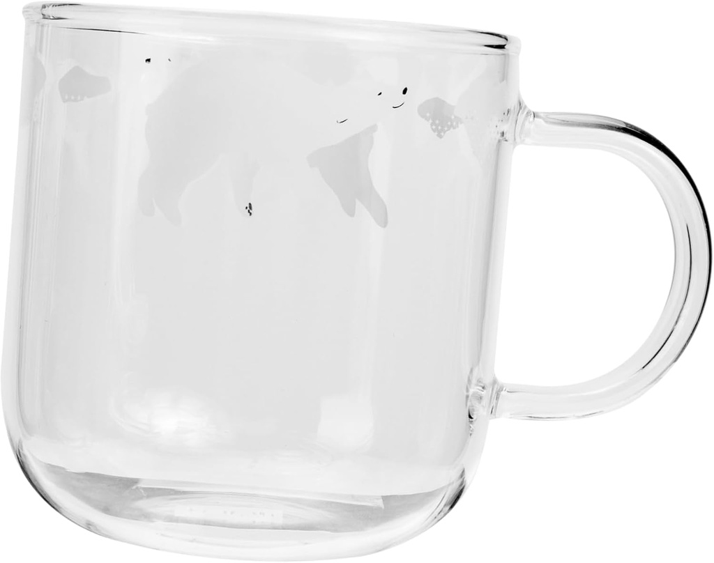 Ciieeo Polar Bear Glass Cup Handle High Borosilicate Drinking Mug Heat Resistant Tea Cup for Office and Home Use 350ml Capacity