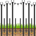 6 Pack String Light Poles, Outdoor String Light Pole 10 ft Forked Metal Light Pole with Adjustable Outdoor Light Stand, Deck, Backyard, Garden, Wedding, Rustproof and Sturdy with Hooks.