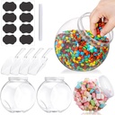 Atarvana 4Pcs 51oz Candy Jar with Spoons, Labels & Pen, Large Candy Jars with 4Pcs Spoons & Airtight Lid for Candy Buffet Food Storage