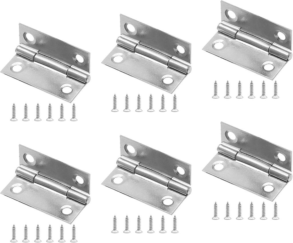 Piutouyar 6Pack Butt Hinge 1.5 Inch Mini Hinges 304 Stainless Steel Hinges Small Cabinet Hinges Folding Craft Hinges with Mounting Screws for Boxes Gate Drawer