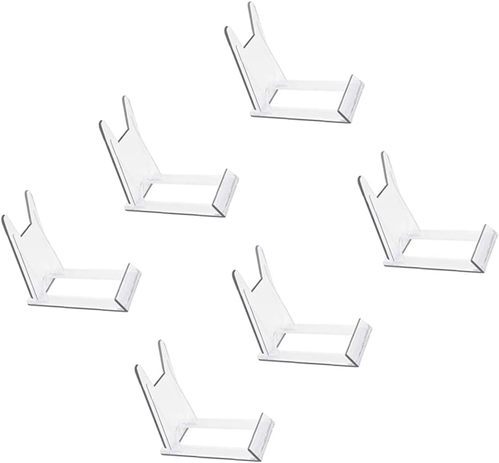 GLEAVI 6Pcs Transparent Display Rack for Bowls Plates and Photos Versatile Stands for Organizing and Showcasing Art Books and Collectibles Space Saving Design for Home