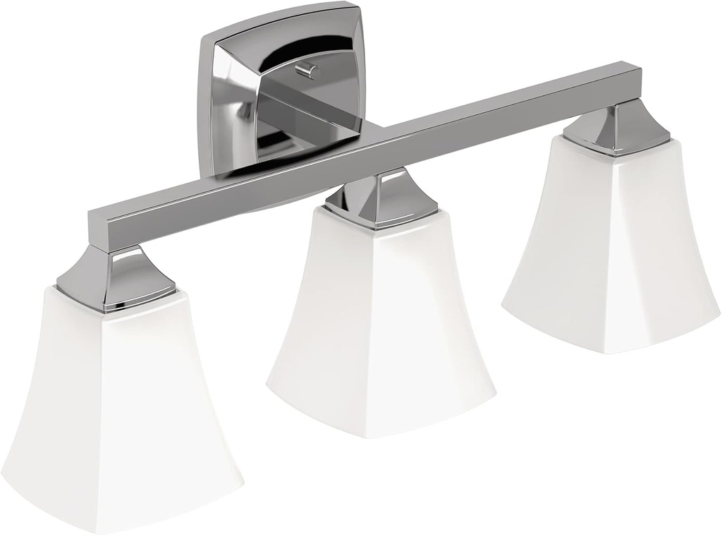 Moen YB5163CH Voss 3-Light Dual-Mount Bath Bathroom Vanity Fixture with Frosted Glass, Chrome