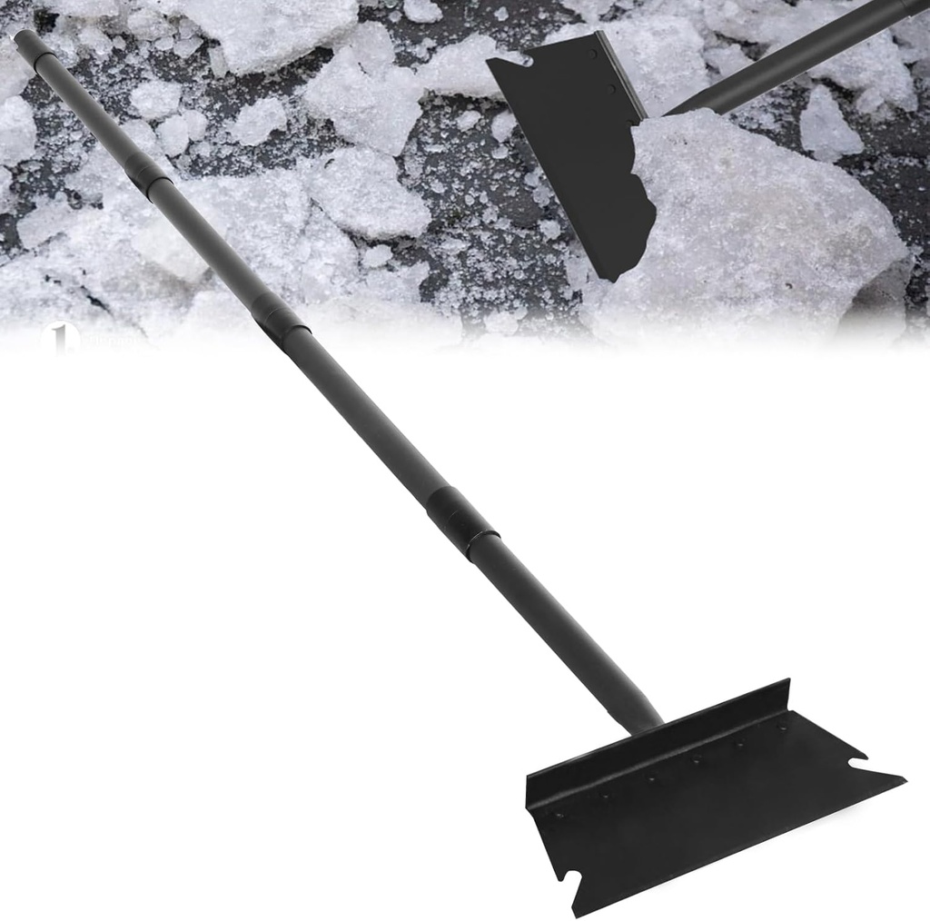 Garden Shovel, Floor Scraper, Ice Scraper, 59 Inch Adjustable Heavy Duty Snow Scraper Long Handle, Garden Flat Shovel for Lawn Edging Weeding Digging Snow Removal and Ice Scraping